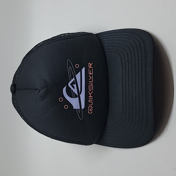 Quiksilver Black Padded & Mesh Snapback Baseball Cap Hat - Picture 2 of 10